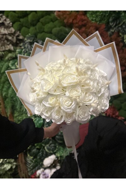Pika Beyaz gül isteme buketi - 41 güllü isteme çiçeği - Yapay isteme çiçeği
