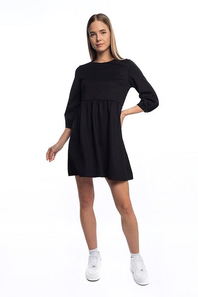 Miss Murem Drop Button Long Sleeve Dress-black