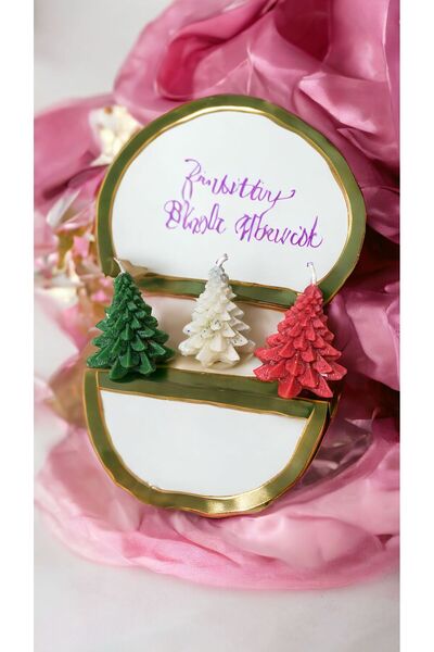 candleistanbul yılbaşı çam agaç kokulu mum seti 3 farklı renk