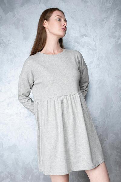 Miss Murem Long Sleeve Casual Dress-grey