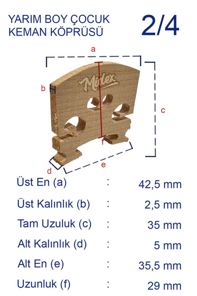 Midex K24 Violin Bridge 1/2 for Violin