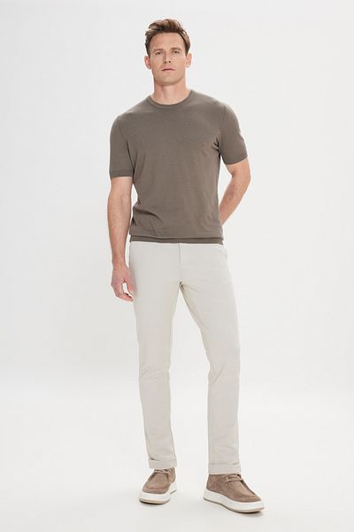 ALTINYILDIZ CLASSICS Men's Khaki Knitwear T-Shirt - 100% Cotton, Crew Neck, Standard Fit