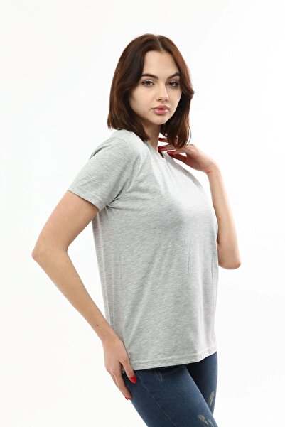 Miss Murem Round Neck Basic T-shirt-grey
