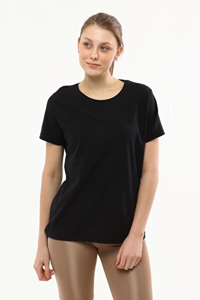 Miss Murem Round Neck Basic T-shirt-black