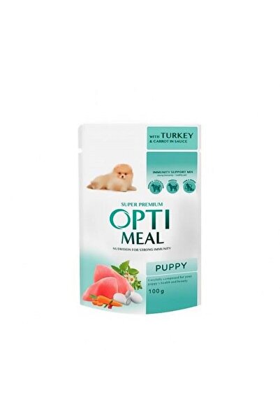 OptiMeal Кученце - Влажна храна Супер Премиум - Пуйка и моркови - 100 г