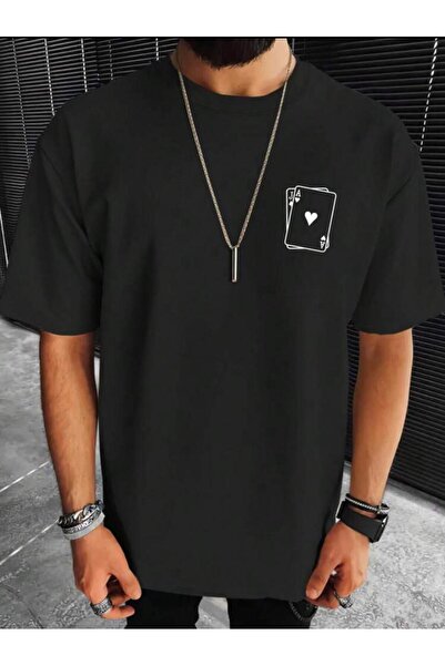 SELENA BUTİK Unisex Μαύρο Μπλουζάκι Βαμβακερό Μπλουζάκι Oversize