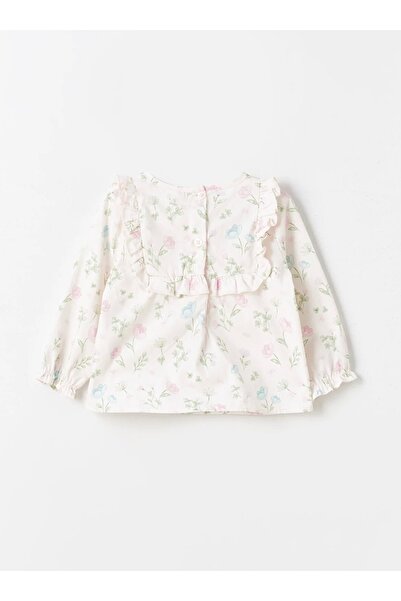 LC Waikiki KANZ Crew Neck Floral Patterned Baby Girl Blouse and Pants 2 Pieces Set