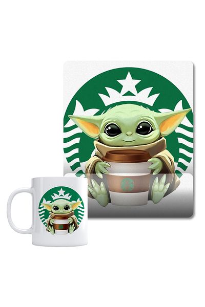 Pixxa Starbucks Yoda Mug Cup and Mouse Pad Set