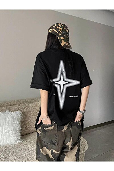 Gofeel Pofidi Tech  Y2k Ön Arka Baskılı Siyah T-shirt