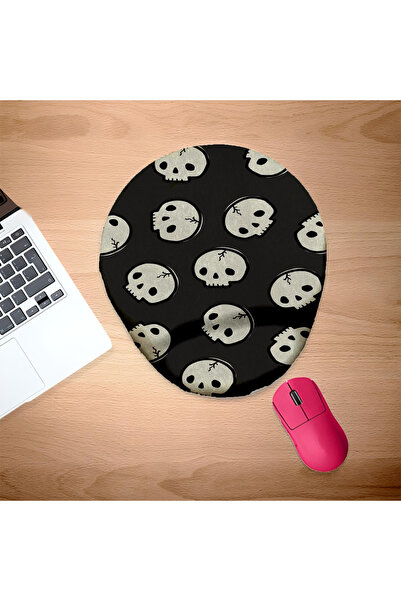 UcuruStore Χαριτωμένο οβάλ mouse pad με σχέδιο κρανίου και στήριγμα καρπού