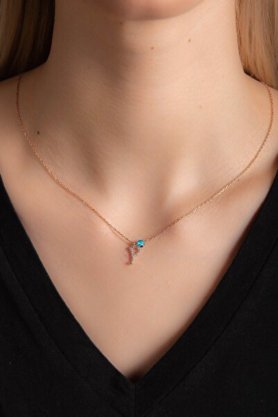 Genel Markalar Kly 05 1101 Beyaz Zirkon Taşlı P Harf Kolye Rose Gümüş Altın K...