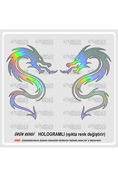 EYBA STİCKER Kırmızı dilli ejderha sticker 50x35 Sağ-Sol case tümosan massey ...