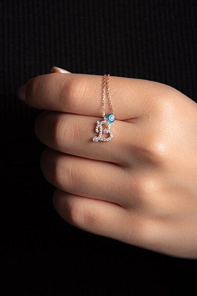 Genel Markalar Beyaz Zirkon Taşlı B Harf Kolye Rose Gümüş Altın Kaplama Kadın...