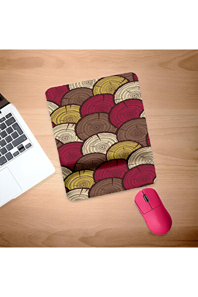 UcuruStore Ροζ Κίτρινο Καφέ Ξύλινο Ορθογώνιο Mouse Pad με Στήριγμα Καρπού