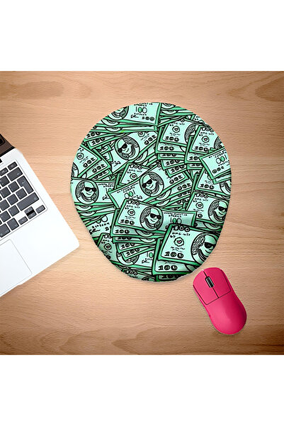 UcuruStore Οβάλ επιφάνεια ποντικιού με σχέδιο πολύχρωμων νομισμάτων και στήρι...