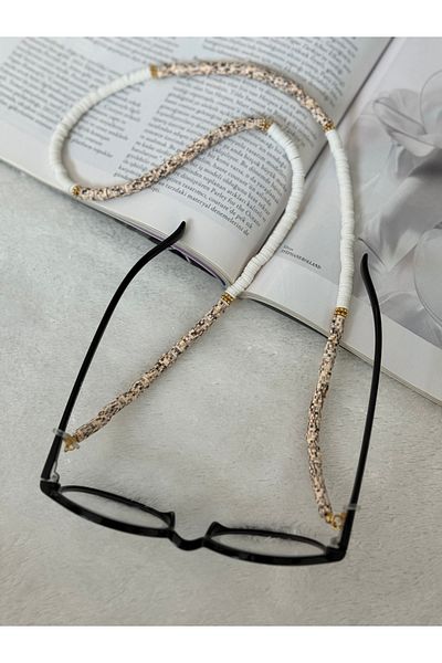 HERCY Variegated Beige - White Colored Fimo Glasses Hanger
