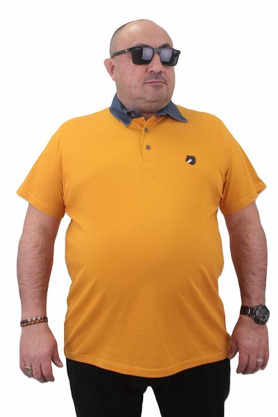 MocGrande Polo Denim Collar Large Size T-Shirt 23420 - MUSTARD