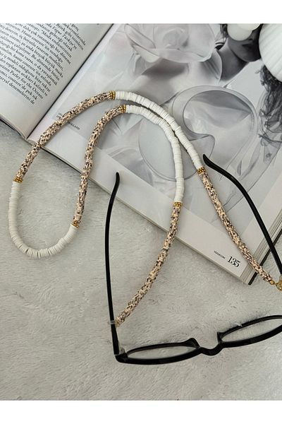 HERCY Variegated Beige - White Colored Fimo Glasses Hanger