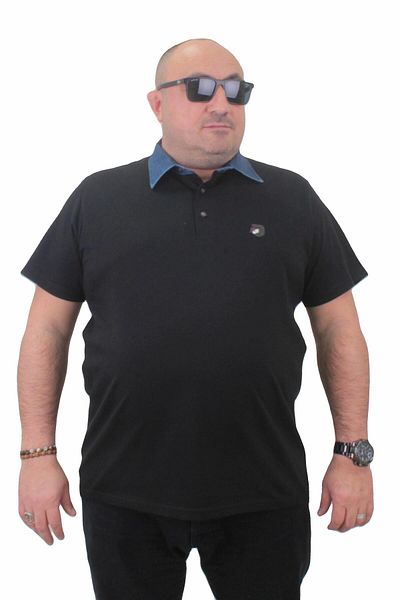 MocGrande Μπλουζάκι Polo Denim Collar Large Size - 23420 ΜΑΥΡΟ