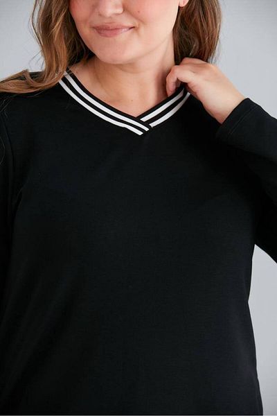 For Big Trend Дамски тънък комплект анцуг от вискоза с гъвкави джобове и странична цепка на райе