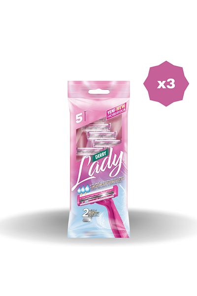 Derby LADY 2-BLADE SHAVER BLADES 5-PACK POUCH X 3 PIECES