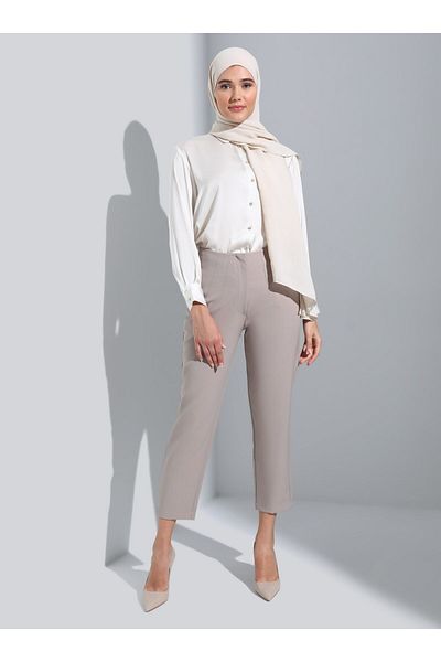 Refka Classic Trousers with Clamp Detail - Light Mink -