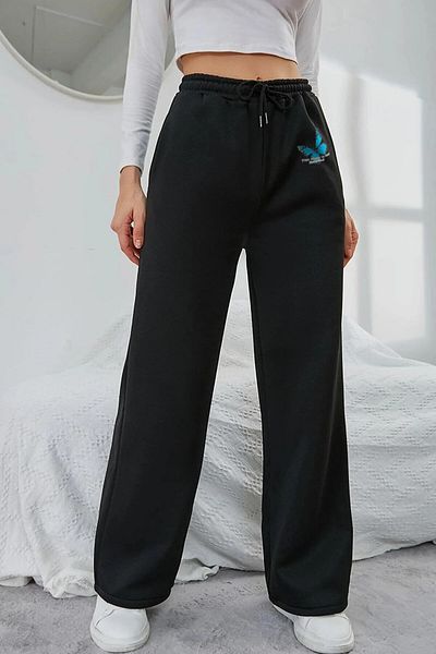 aynewmoda بنطال رياضي كبير الحجم مطبوع عليه فراشة