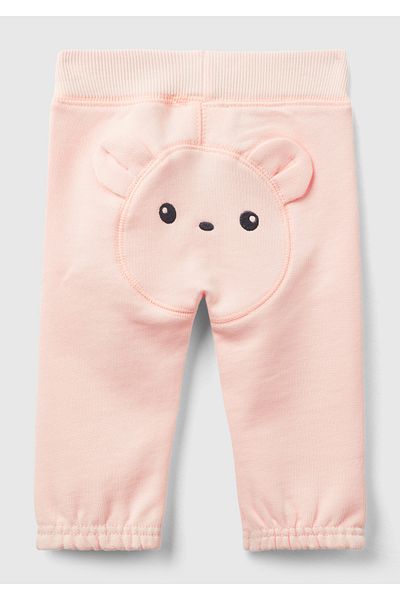 United Colors of Benetton Baby Powder Drawstring Waist Pants with Character Patch on the Back
