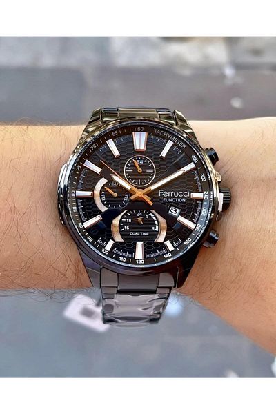 Ferrucci Men's Multifunctional Metal Band Wristwatch