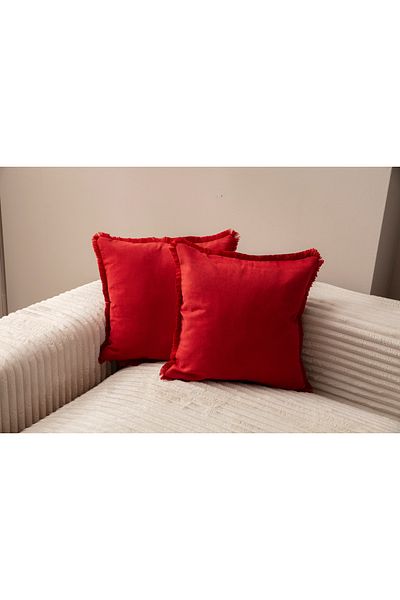 BUGİ HOME COLLECTİON RED COLOR FRINGED SINGLE COLOR 43X43 KIRLENT CASE