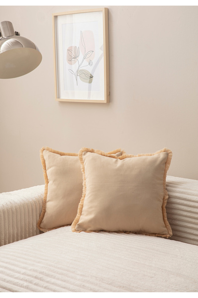 Ottoson BEJ RENGİ SAÇAKLI TEK RENK 43X43 KIRLENT KILIFI