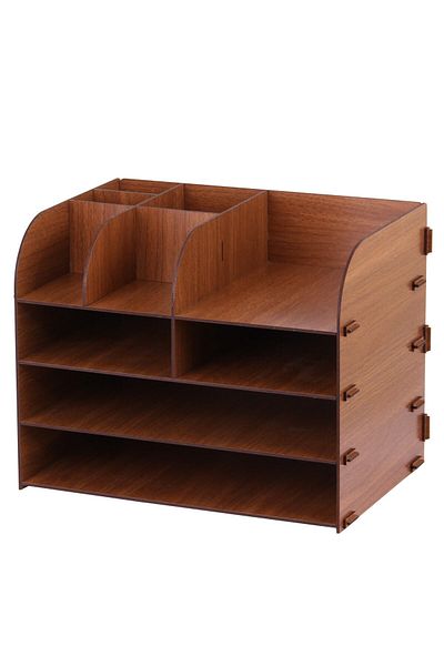 KLES A4 Document Shelf Desktop Organizer File Organizer Wooden Organizer - Org_4_brown