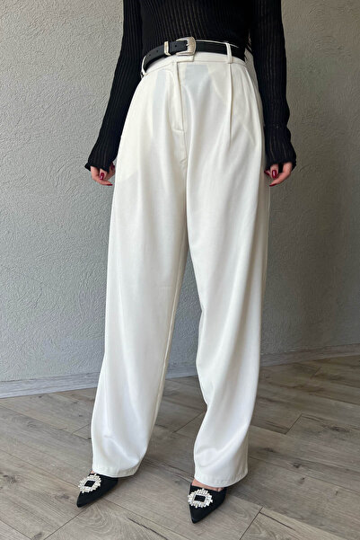 Seda Yalçın Atelier Ecru Elastic Waist Palazzo Trousers