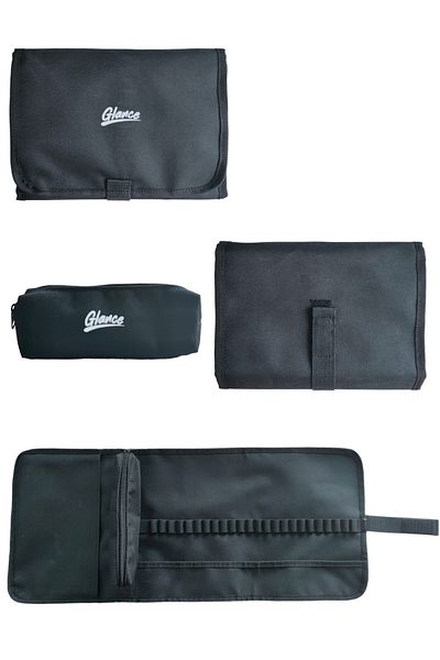 GLANCE A5 Sketch Notebook Black Pen Holder with Pocket 24 compartments + Pencil Case