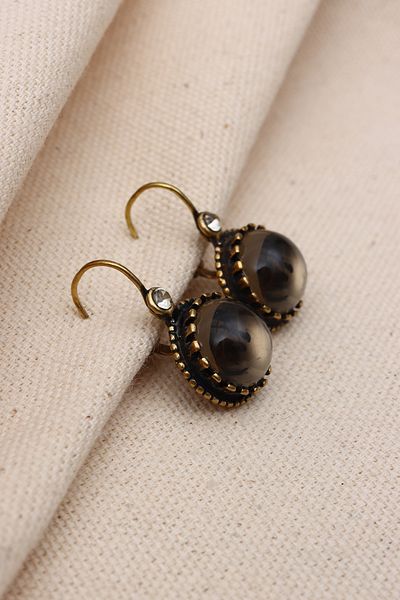 Süspüs Accessories ANTHRACITE STONE ROUND AUTHENTIC EARRING