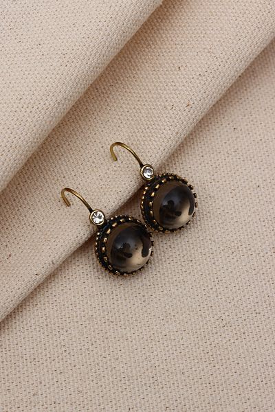 Süspüs Accessories ANTHRACITE STONE ROUND AUTHENTIC EARRING
