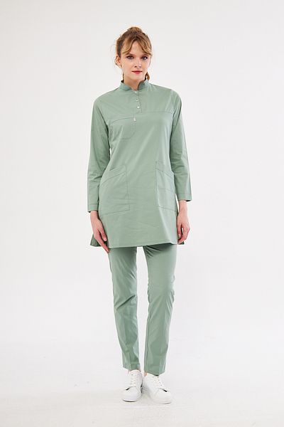 Class Üniforma Uniforma medicală pentru femei Hijab Green Lycra - Tricou pentru medic și asistentă, costum chirurgical