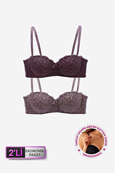 Pierre Cardin Οικονομική συσκευασία 2 Nude Mink 6800 Ales Σετ σουτιέν στράπλες χωρίς επένδυση με δαντέλα