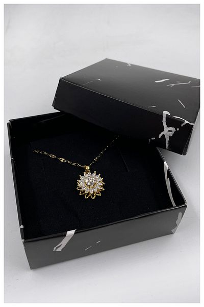 Manken İstanbul Flower Gold Plated Movable Model Steel Necklace