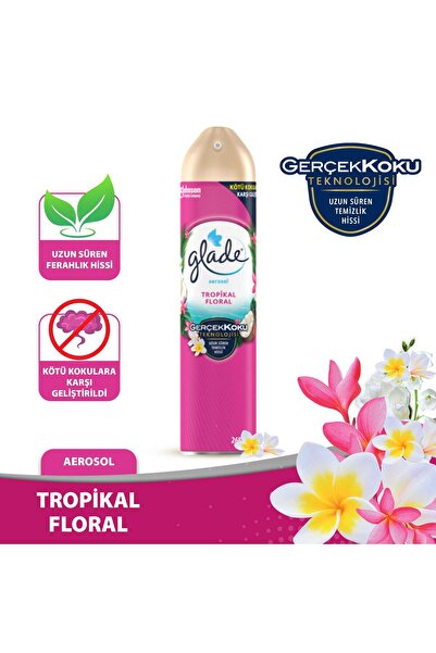 Glade Hava Tazeleyici Aerosol, Oda Kokusu, Tropikal Floral, 300ml
