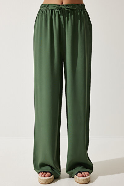 Happiness İstanbul Women's Khaki Summer Viscose Palazzo Trousers EN00610