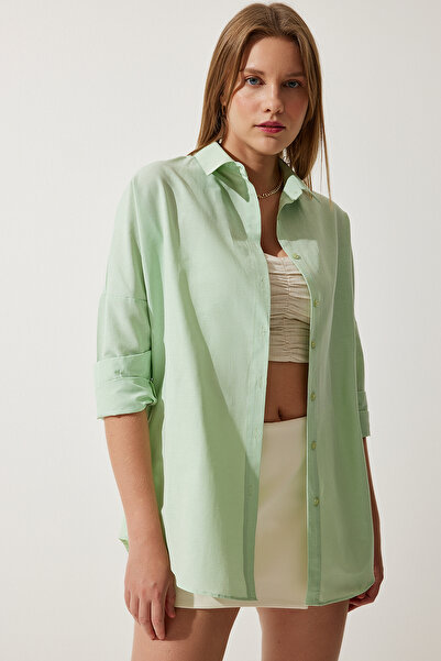 Happiness İstanbul Női Fly Green Oversize Long Basic ing DD00842