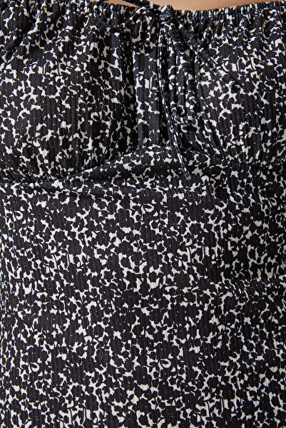 Happiness İstanbul Γυναικείο πλεκτό φόρεμα με μαύρο σχέδιο CI00102