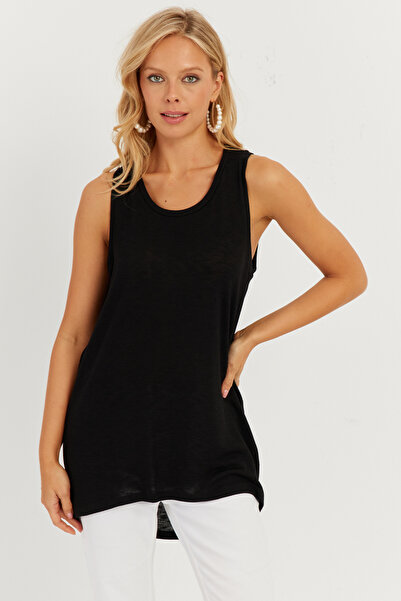 Cool & Sexy Μαύρο αμάνικο γυναικείο τουνίκ AYD301