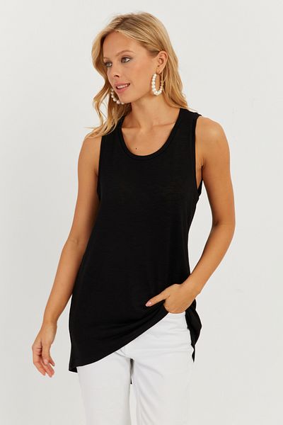 Cool & Sexy Schwarze ärmellose Damen-Tunika AYD301