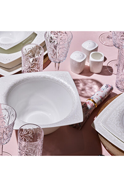 Karaca Fine Pearl Roma 58-teilig 12 Personen Quadratisch - Set - Innovatives Geschirrset