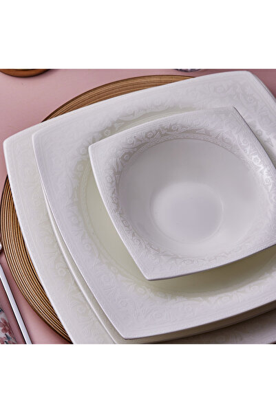 Karaca Fine Pearl Roma 58-teilig 12 Personen Quadratisch - Set - Innovatives Geschirrset