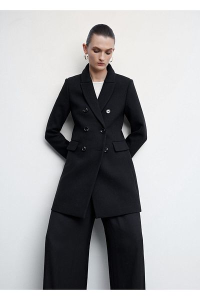 MANGO Woman Double Breasted Cut Wool Coat