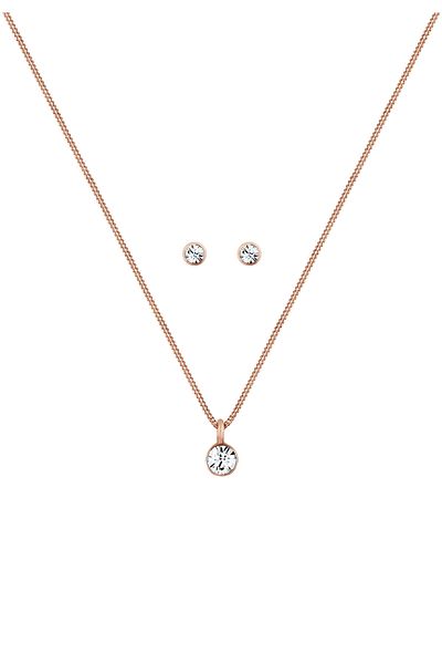 ELLI Schmuckset Kette Stecker Kristalle 925er Silber