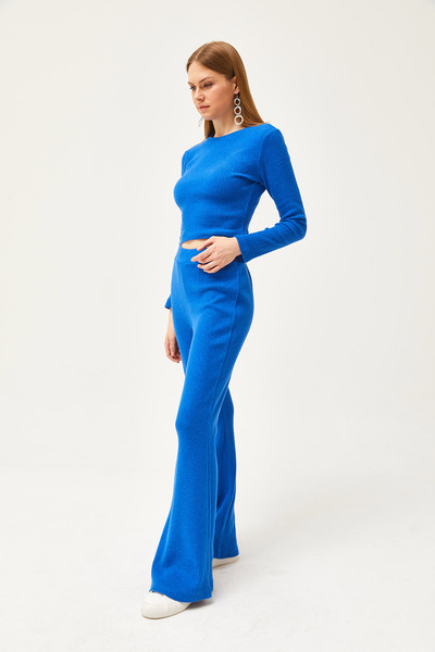 Olalook Жіночий сакс синій верхній кроп блузка нижній іспанські легінси сардон костюм TKM19000262